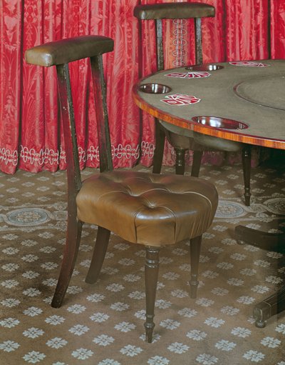 Games table and chair, late 18th century by English School